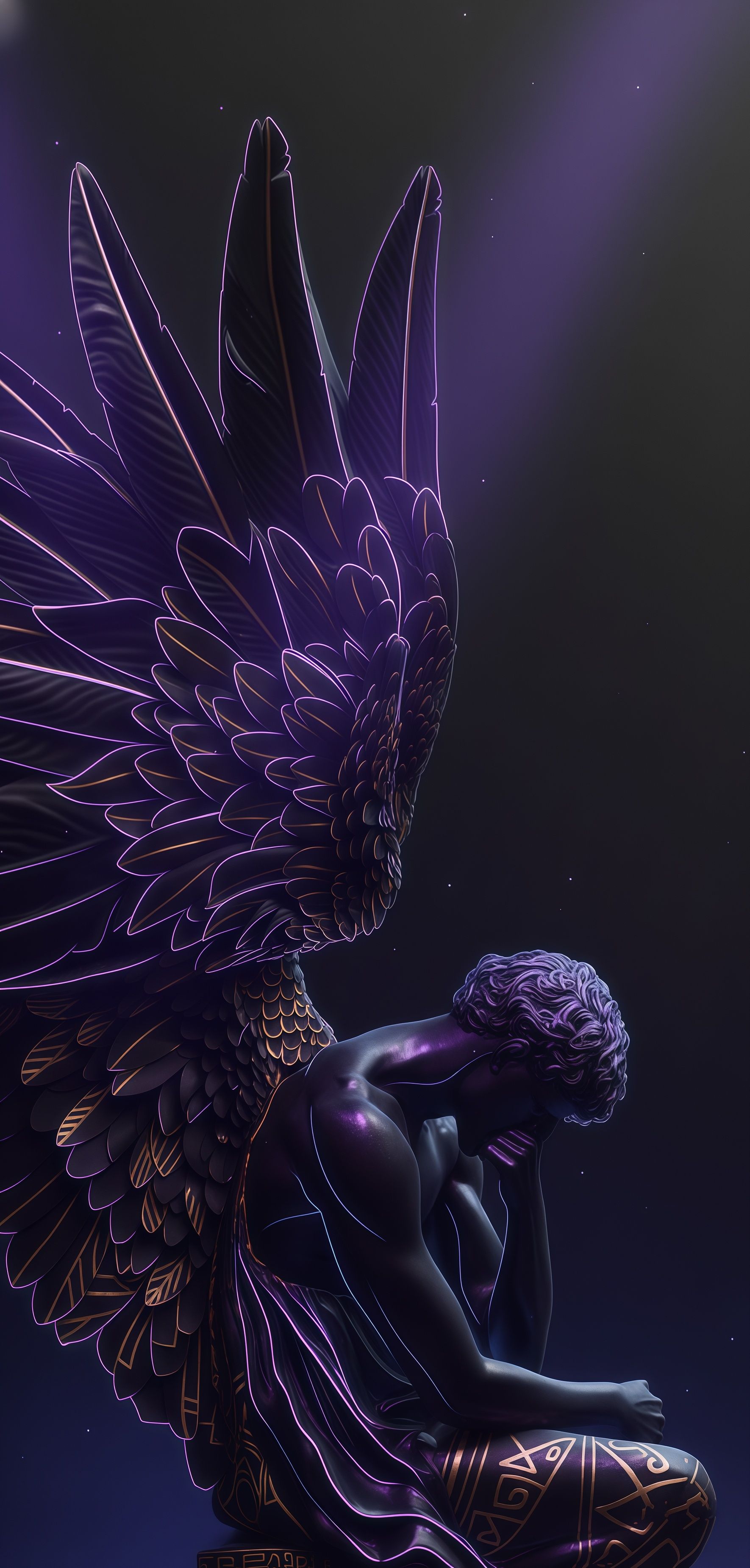 Neoclassical Grieving Angel Statue Wallpaper