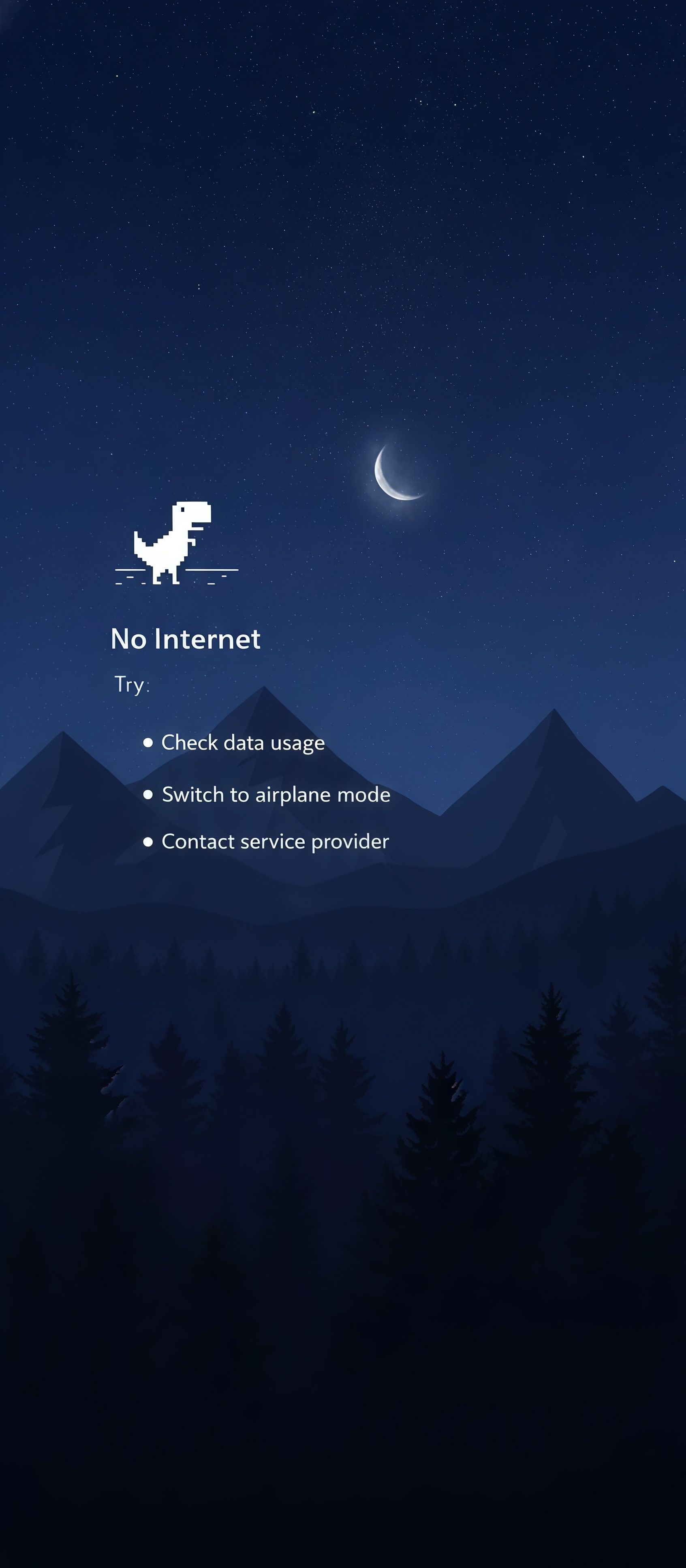 Retro 8-Bit "No Internet" Dino Night Wallpaper