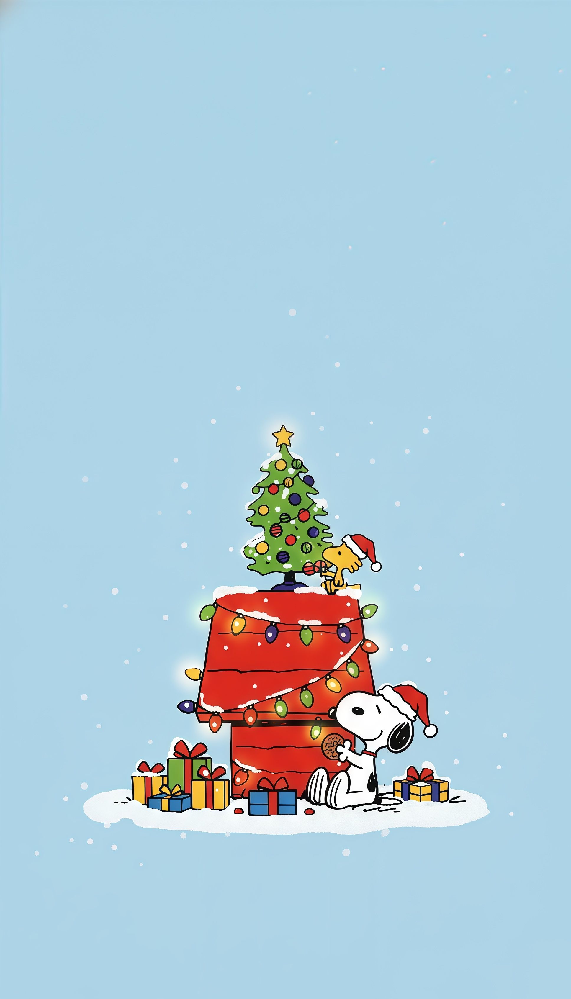 Snoopy Christmas Red Doghouse Winter Wallpaper
