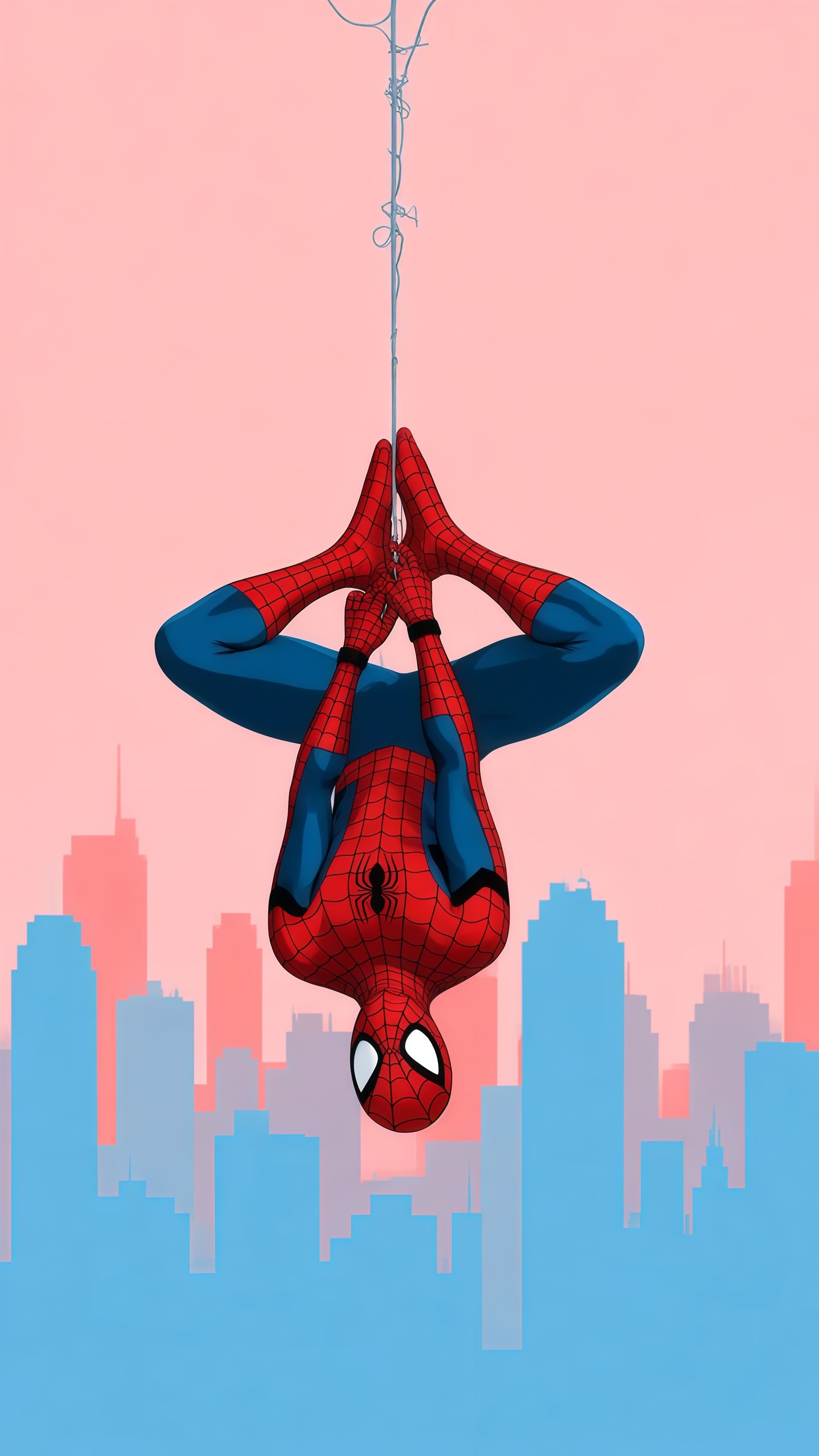 Spider-Man Inverted City Minimalist Wallpaper