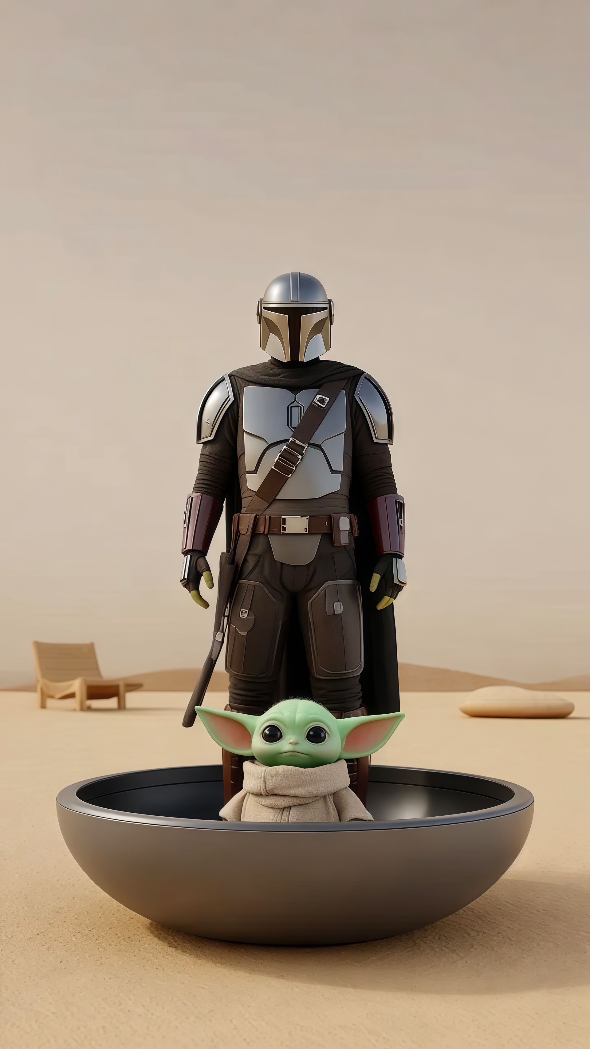 The Mandalorian and Grogu Desert Duo Wallpaper