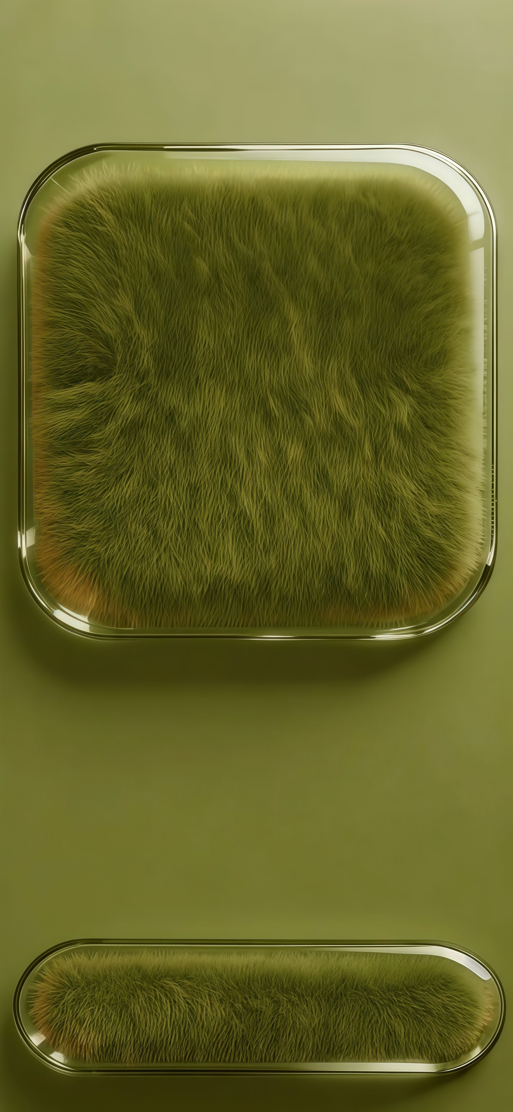 Vibrant Olive Green Fluffy Glass Texture Wallpaper