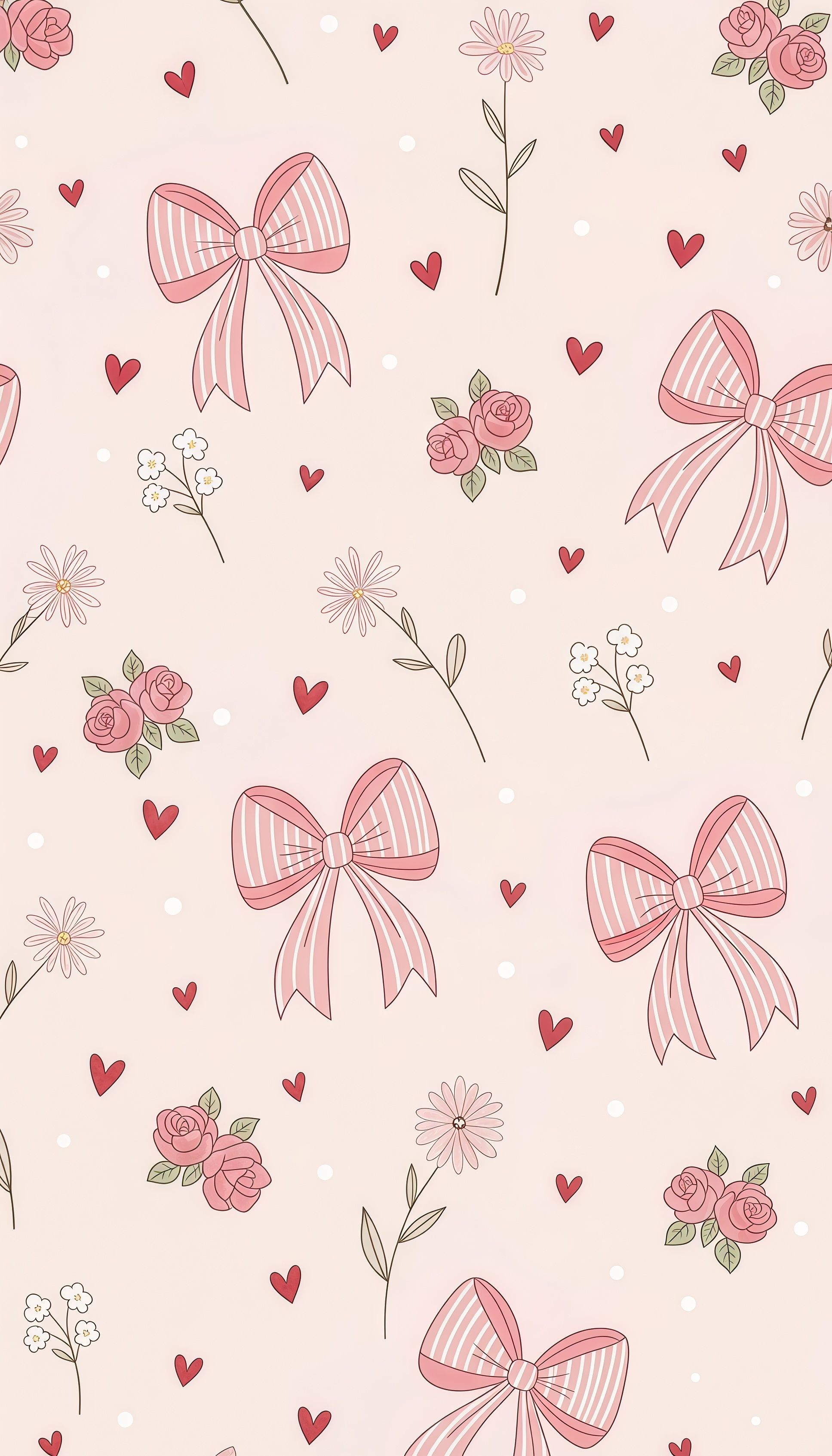 Light Pink Striped Bow Wallpaper