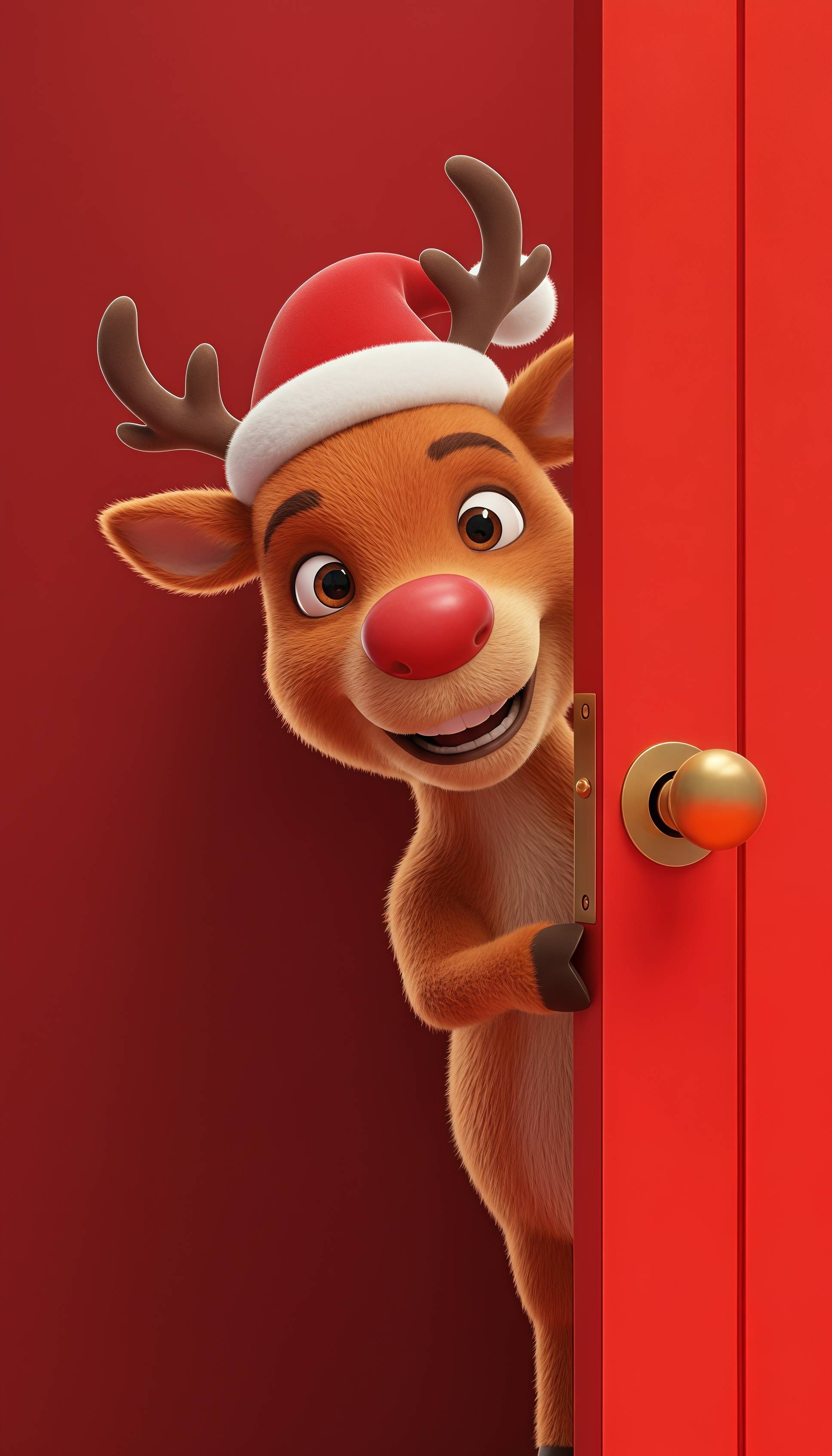 Rudolph Reindeer Peeking Christmas Live Wallpaper