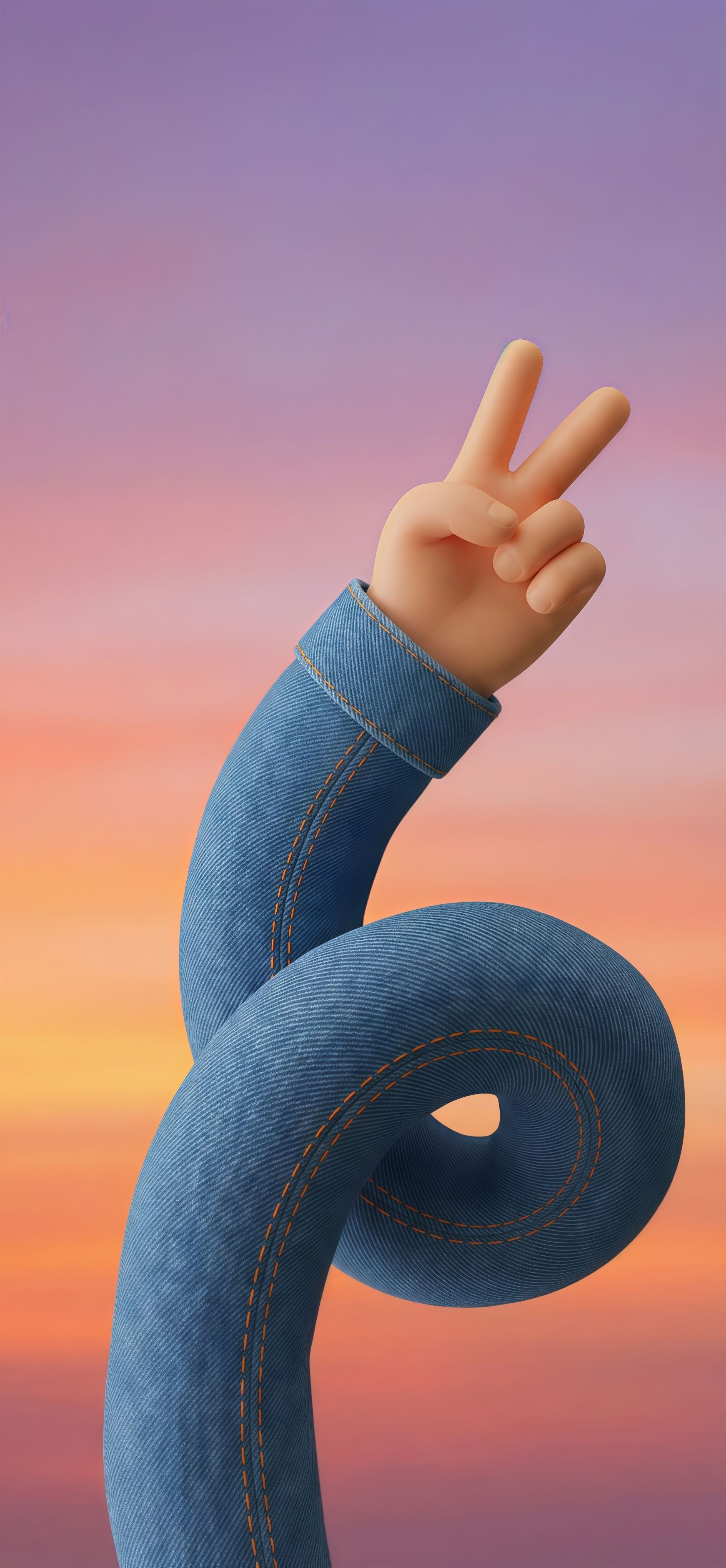 Surreal Denim Arm Peace Sign 3D Wallpaper