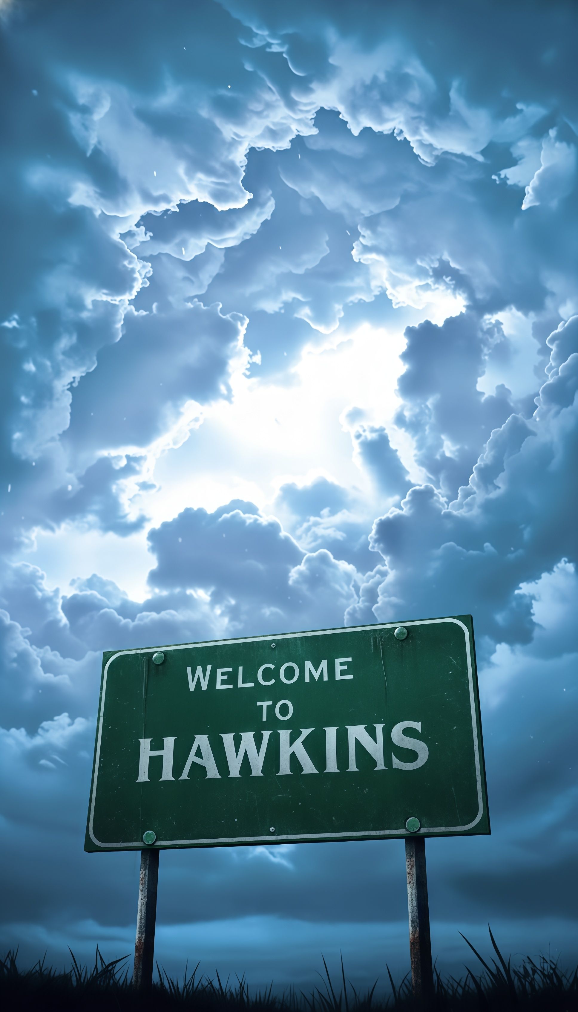Welcome to Hawkins Blue Sky Wallpaper