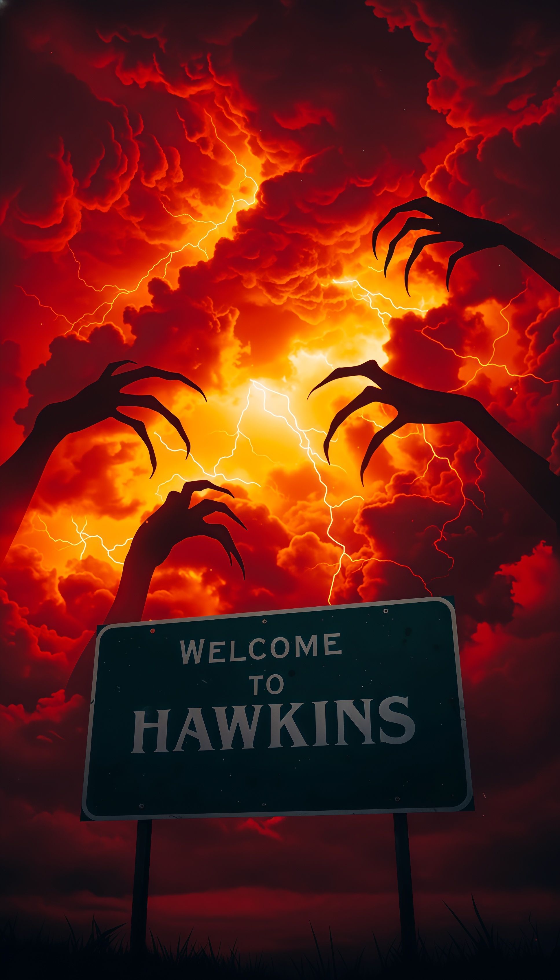 Welcome to Hawkins Red Sky Wallpaper