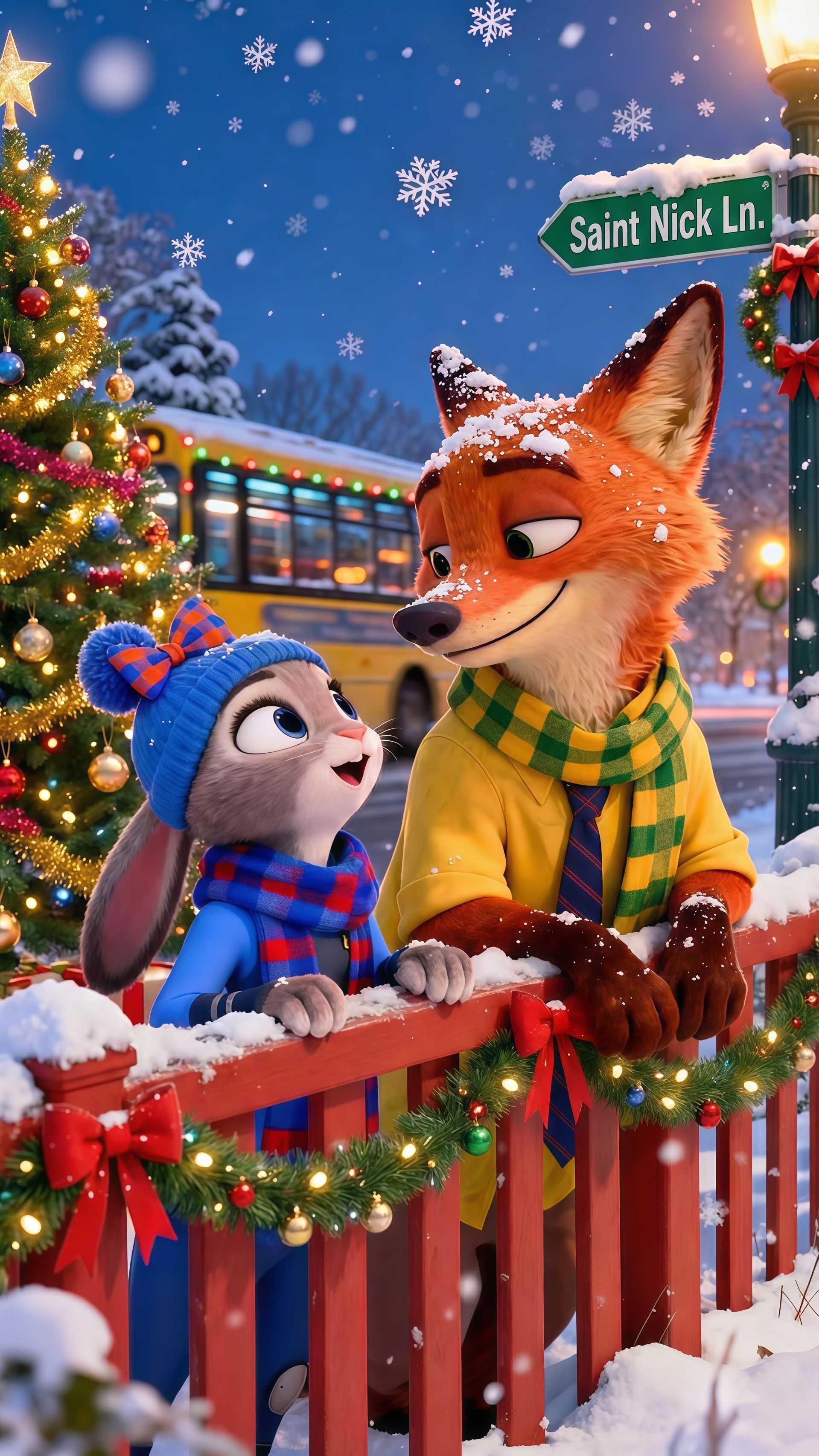 Zootopia Nick and Judy Christmas Wallpaper