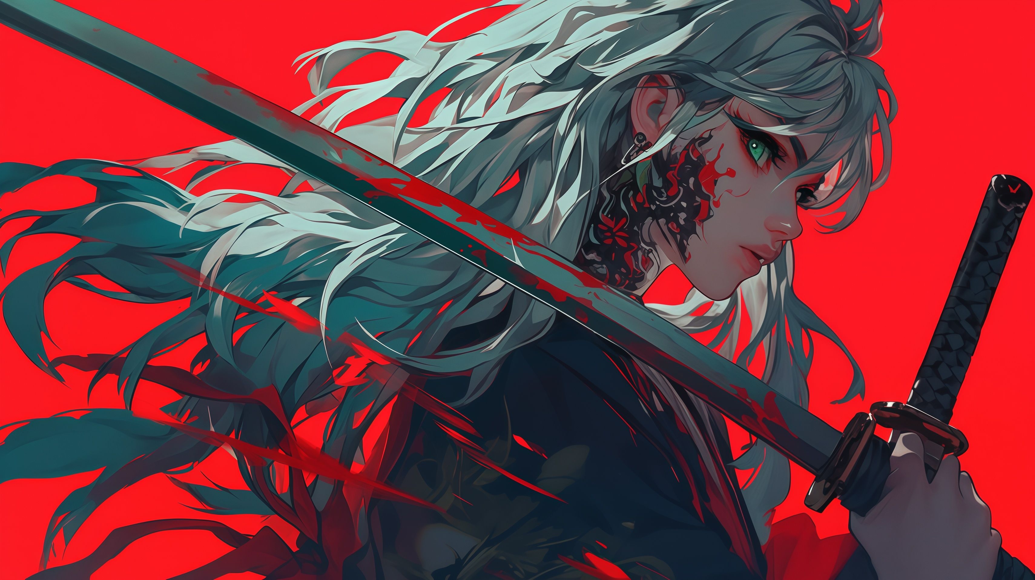 Cyberpunk Samurai Girl Desktop Wallpaper