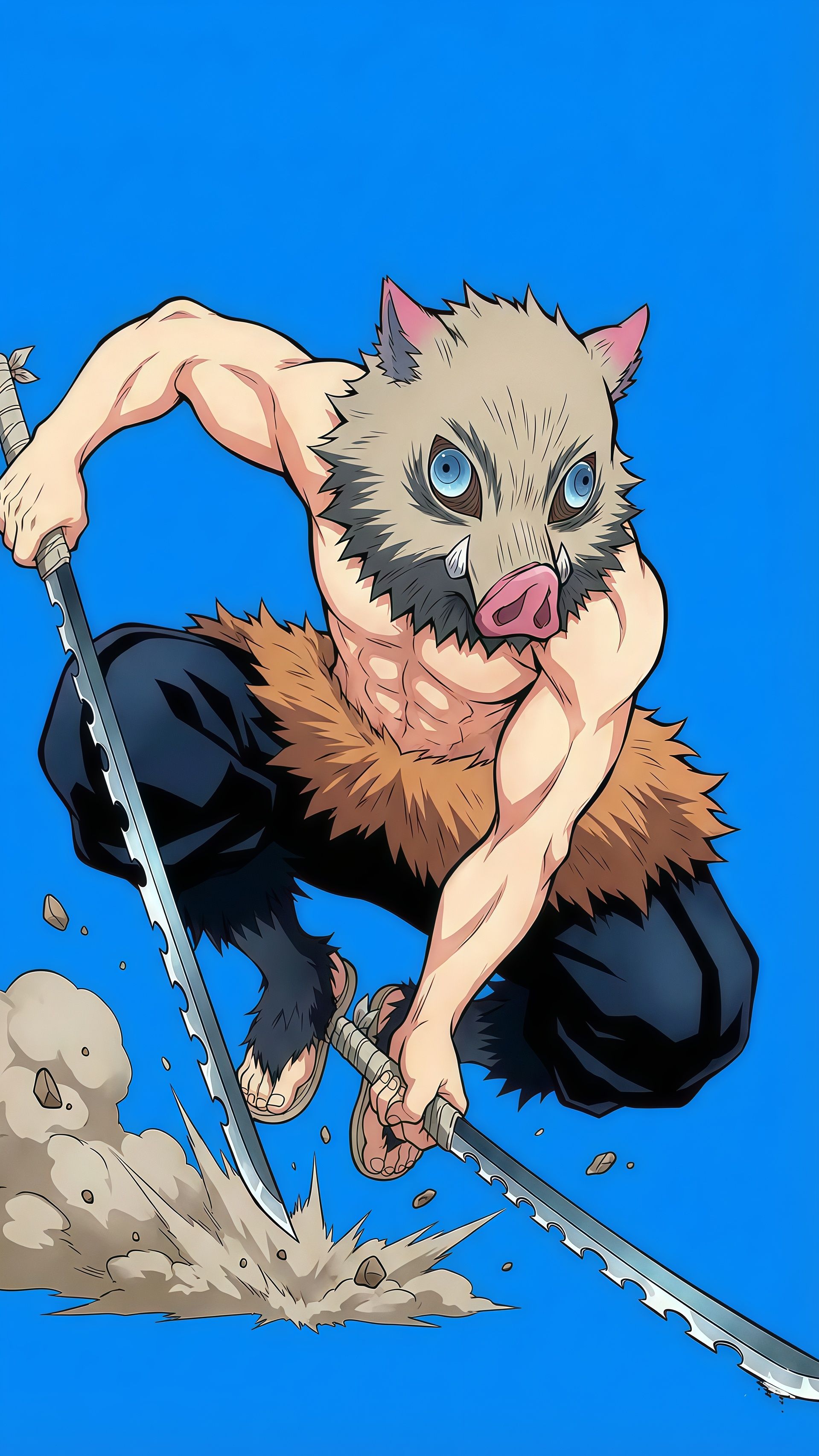 Inosuke Hashibira Combat Wallpaper