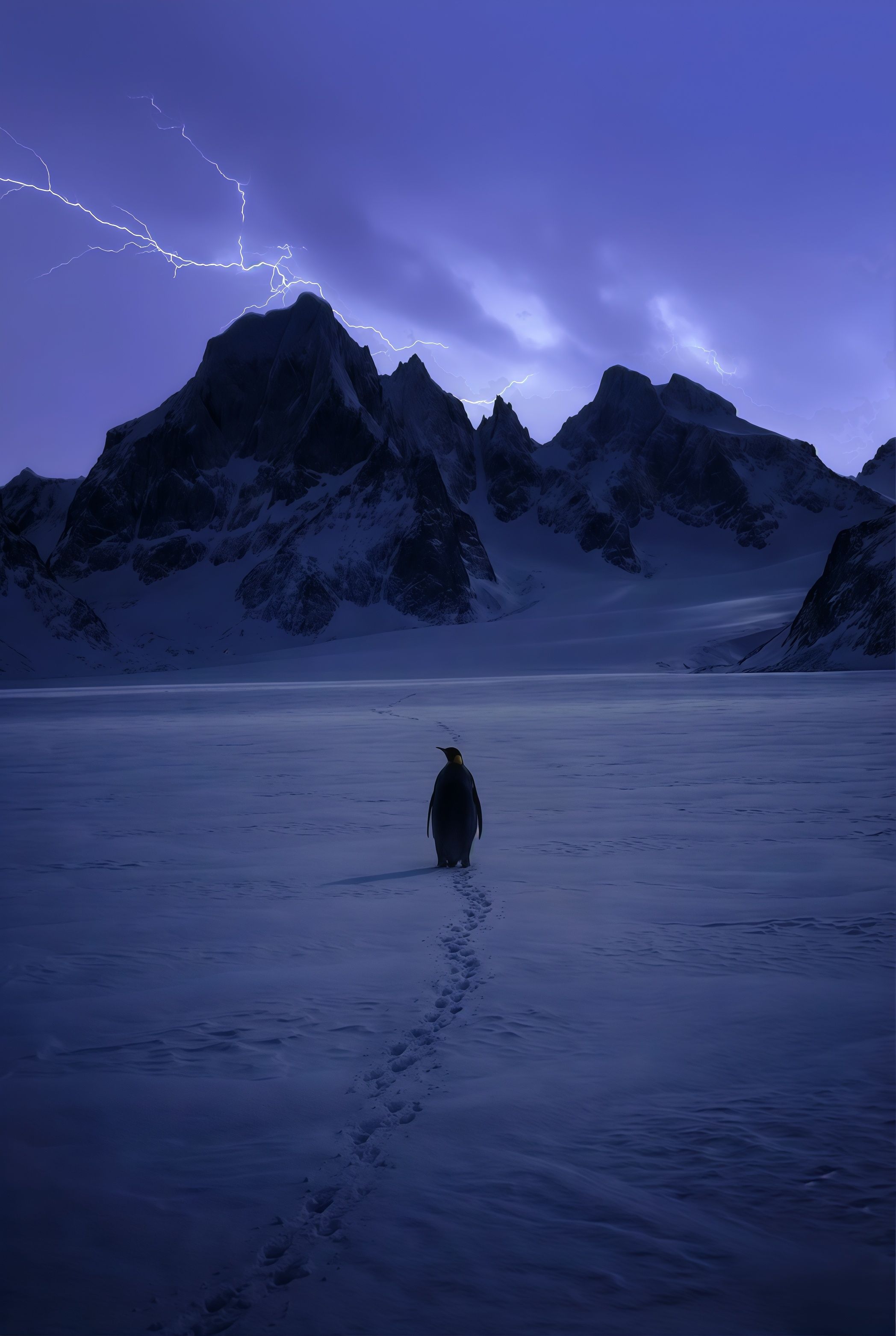 Lightning Strike Deranged Penguin Wallpaper