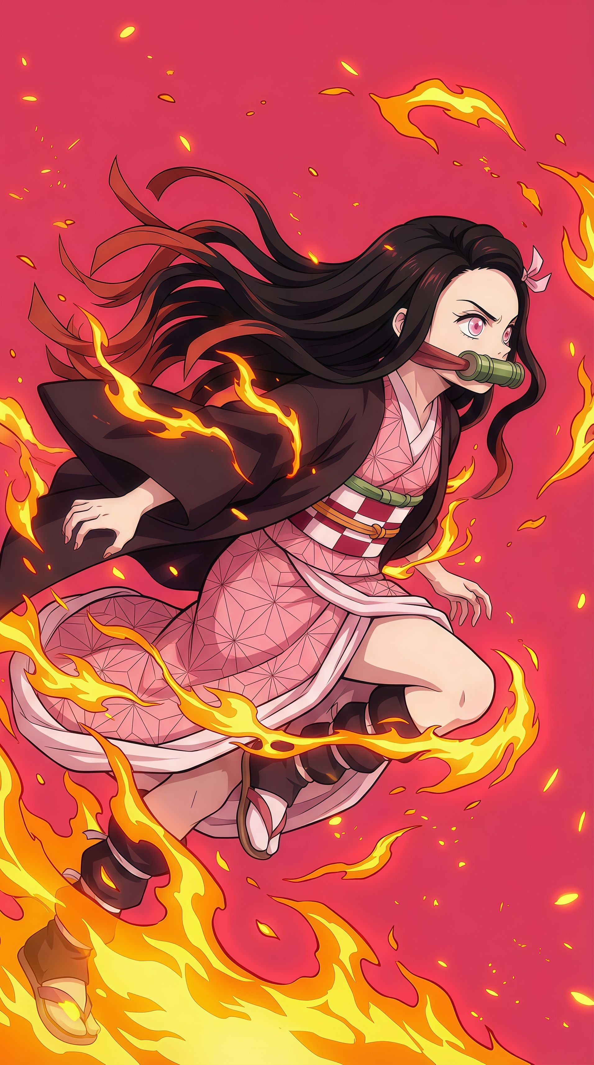 Nezuko Kamado Fire Form Wallpaper