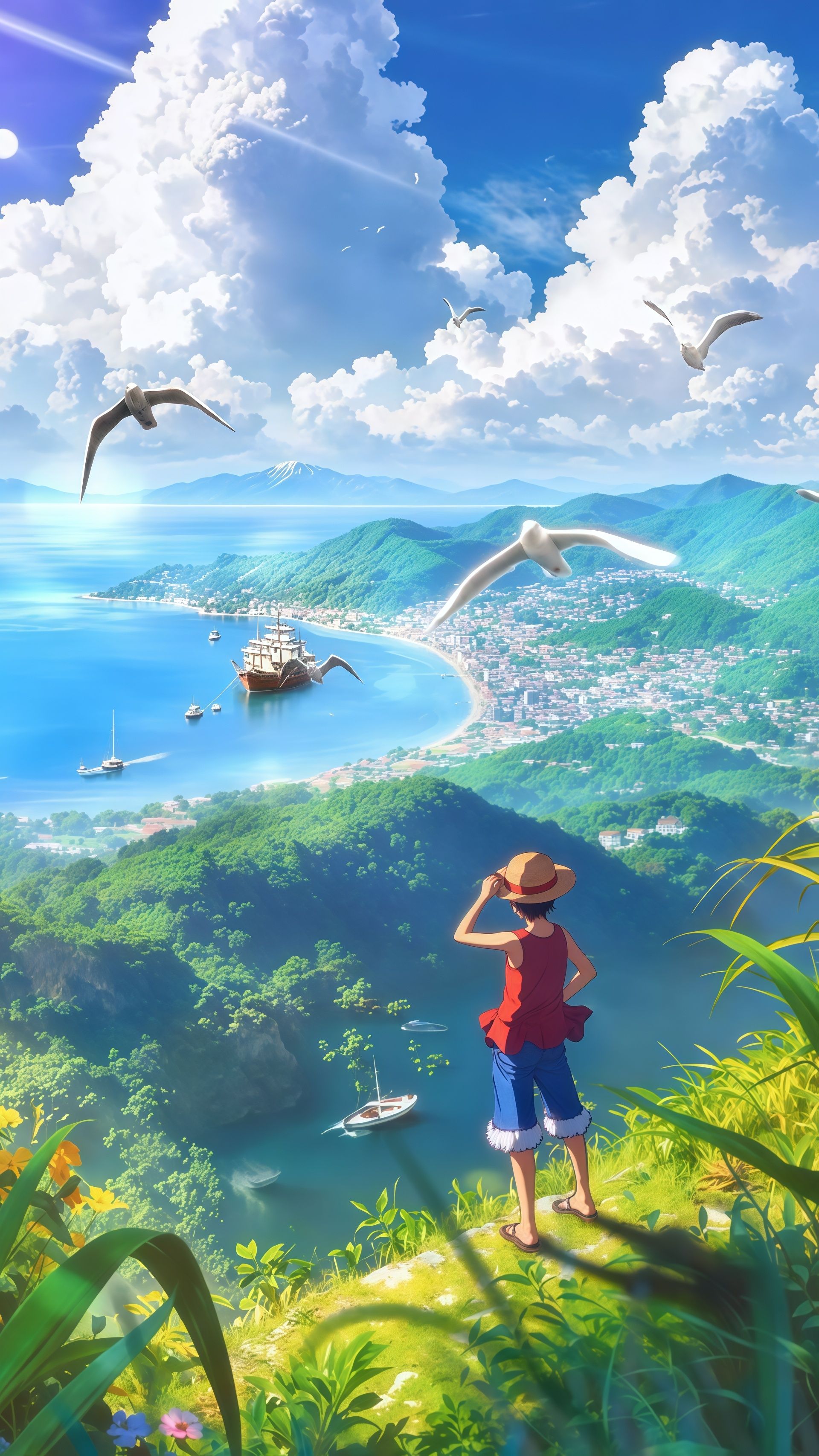 One Piece Luffy Coastal View Live Wallpaper
