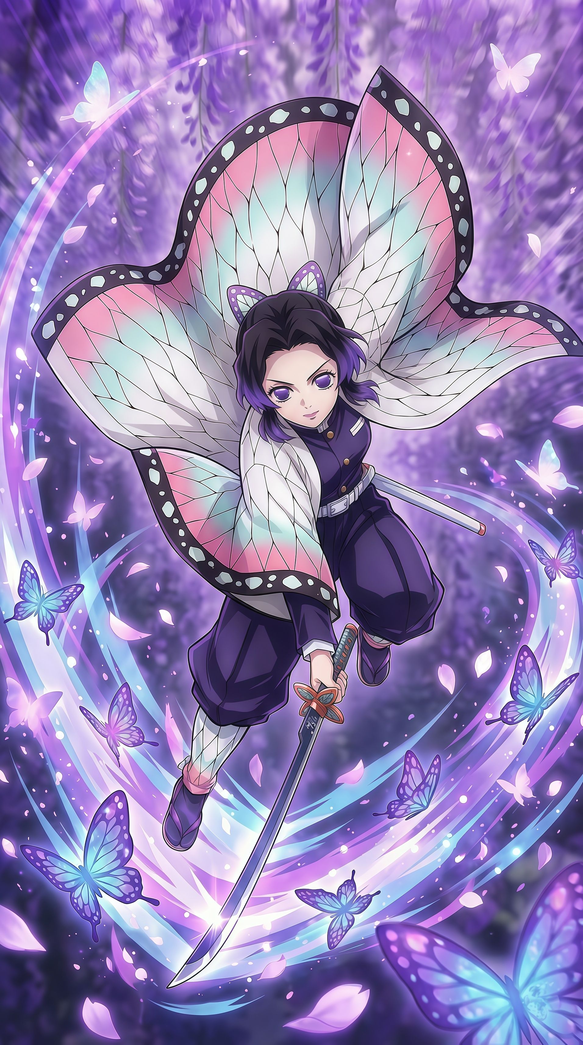 Shinobu Kocho Moonlit Butterfly Wallpaper