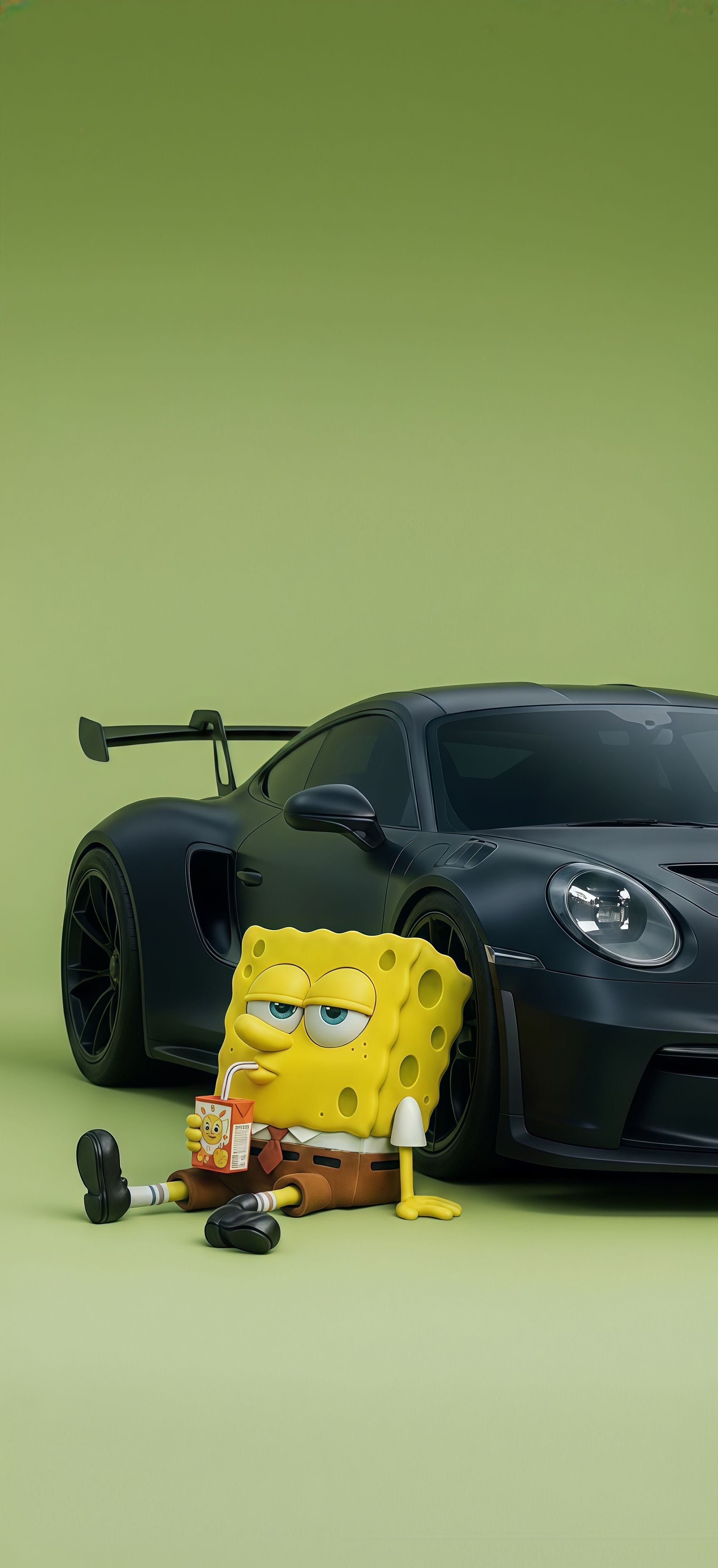 SpongeBob Chilling by Porsche Wallpaper