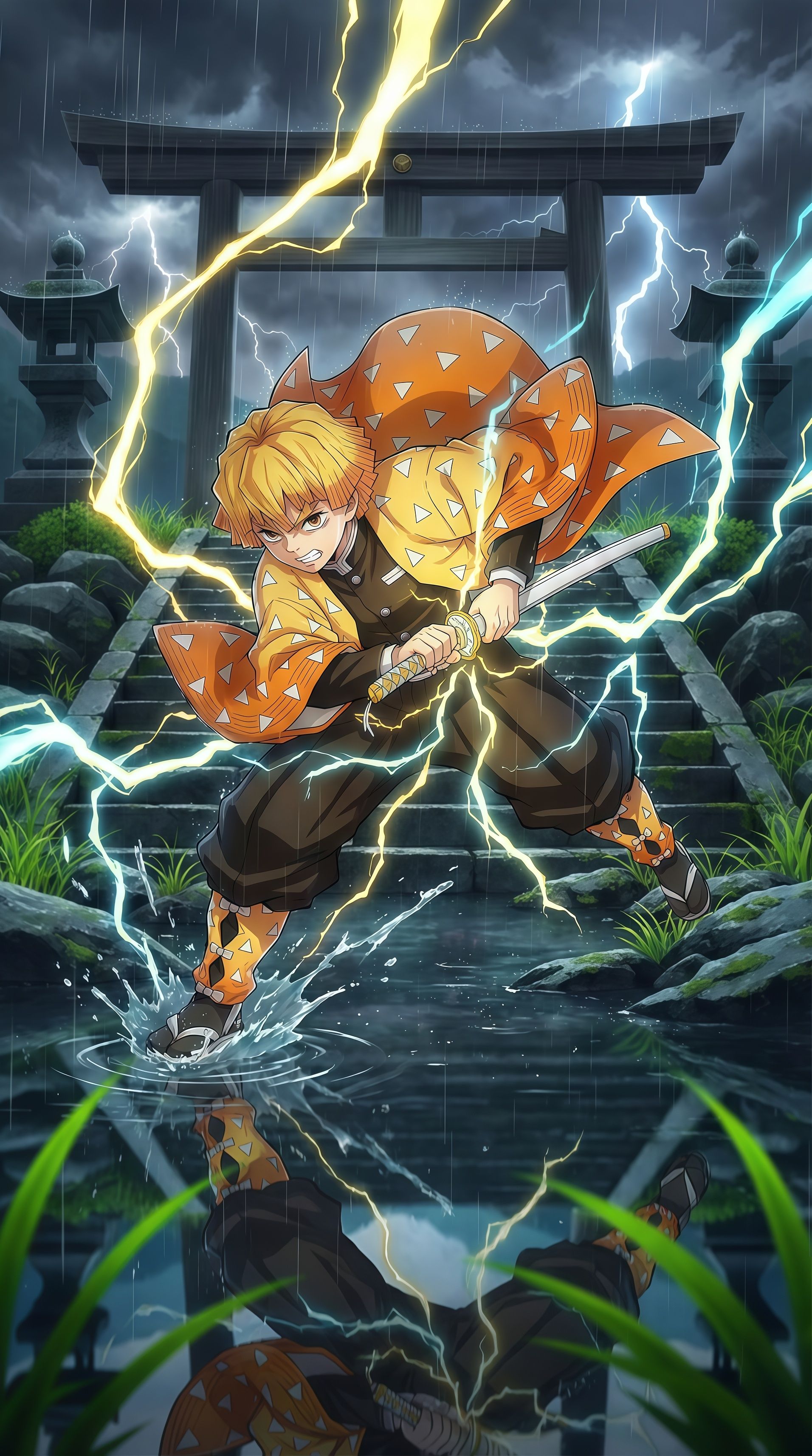 Zenitsu Agatsuma Thunder Breathing Wallpaper