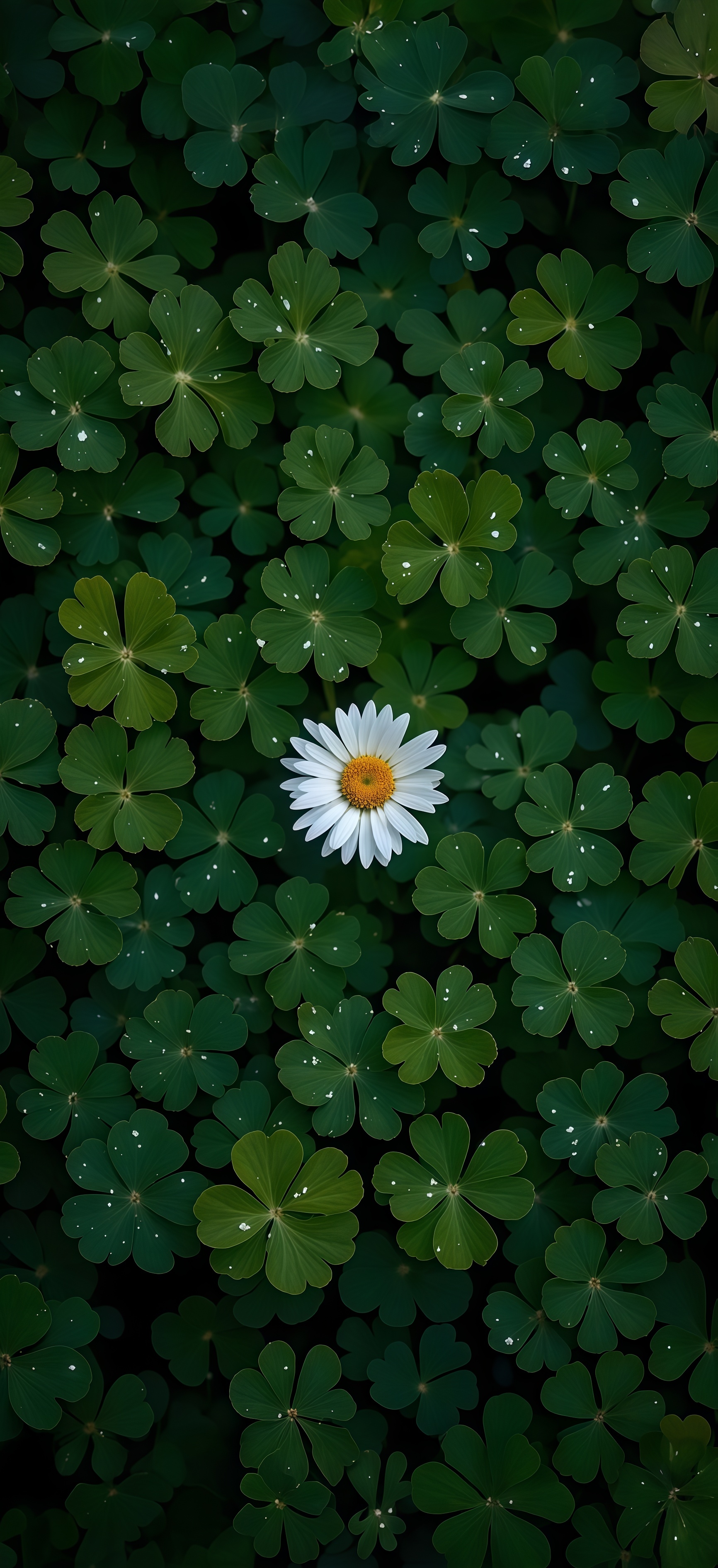 Daisy in Clover Field Wallpaper