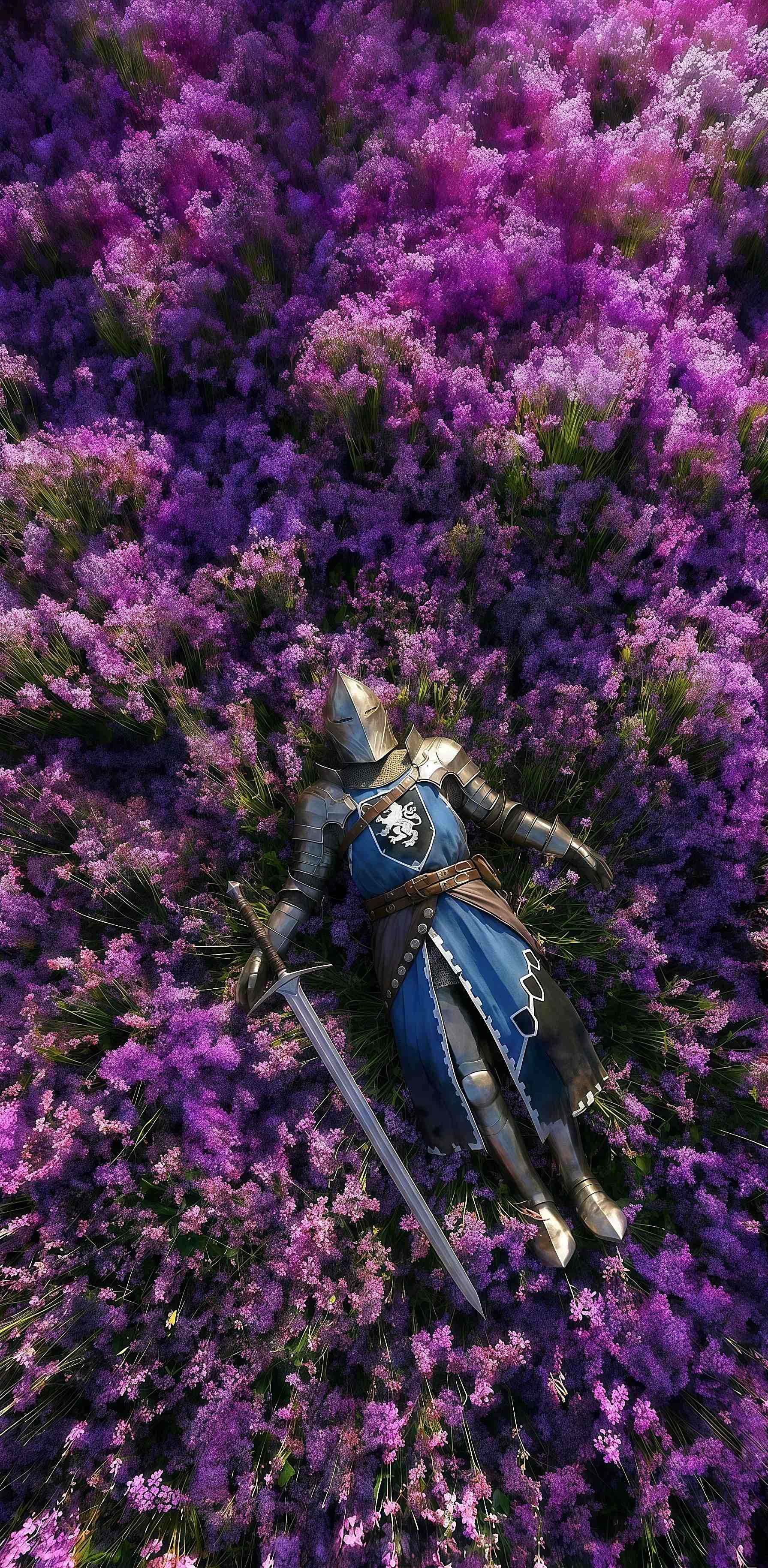 Fallen Blue Knight in Lavender Wallpaper