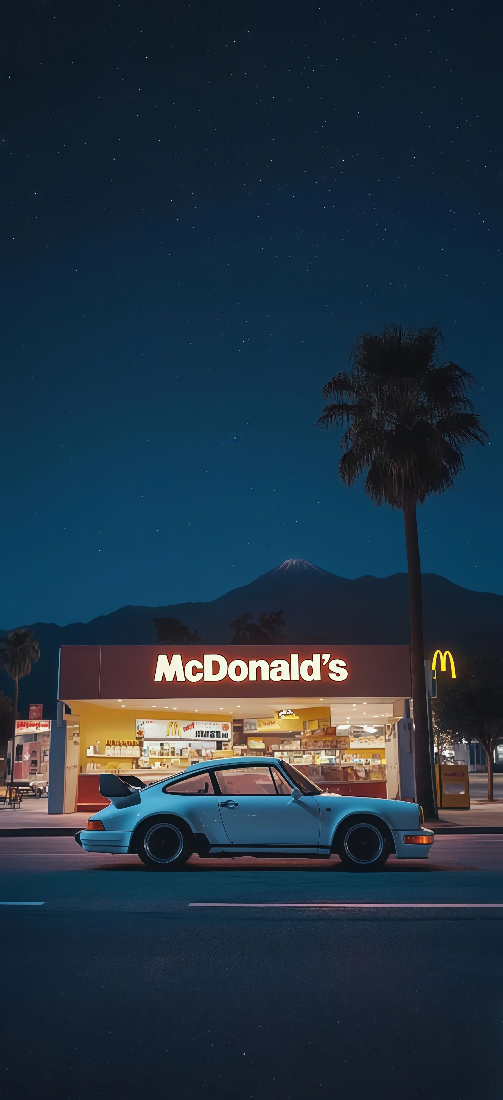 Porsche 911 McDonald's Night Wallpaper